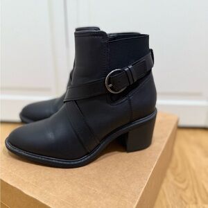 Clarks Black Ankle Boots with Buckle Detail